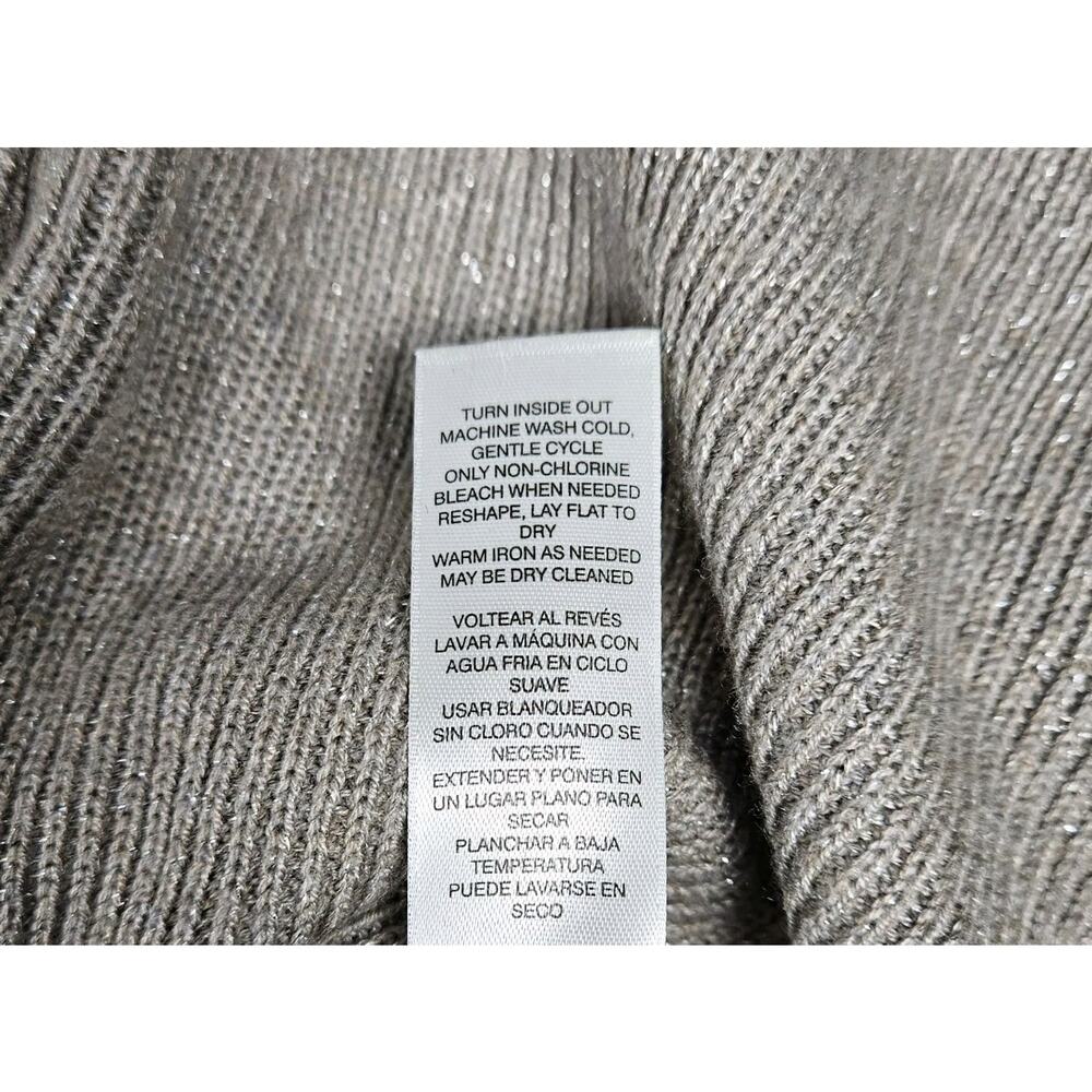 White House Black Market Women’s Size XS Metallic Cowl Neck Sweater Cable Knit - Picture 6 of 8